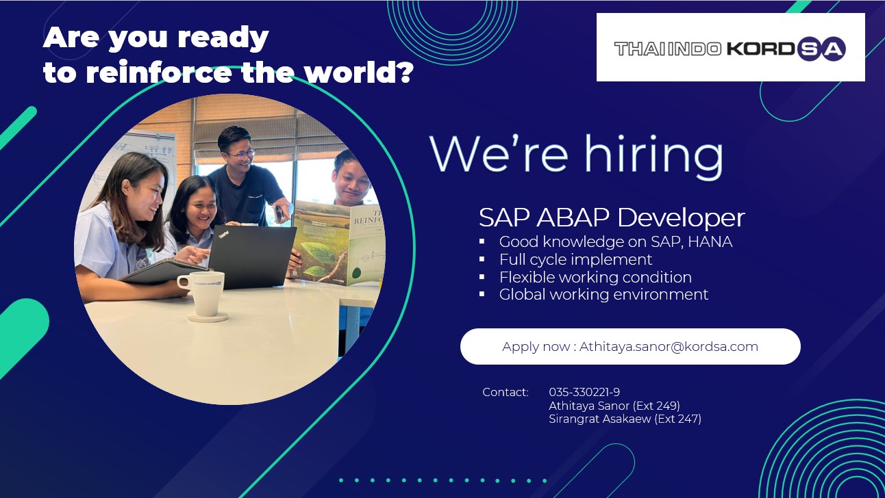 Thai Indo Kordsa – SAP ABAP Developer – TechTalkThai Jobs